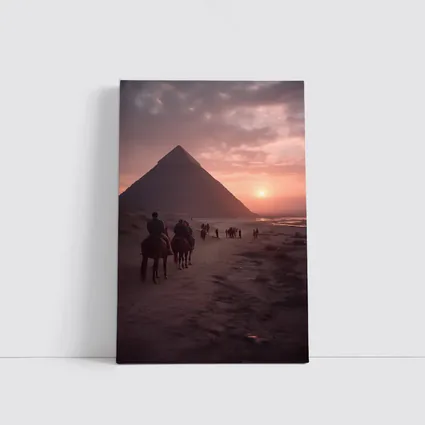 Pyramids of Giza Horseback Riders Sunset