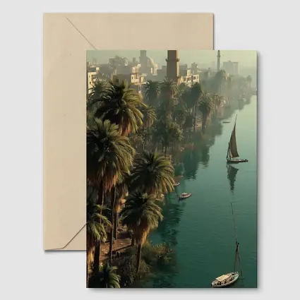 Nile River Cairo Egypt Sailboats Palm Trees