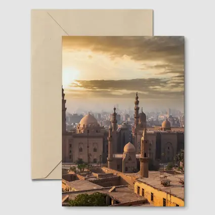 Cairo Mosque Skyline Golden Sunset View