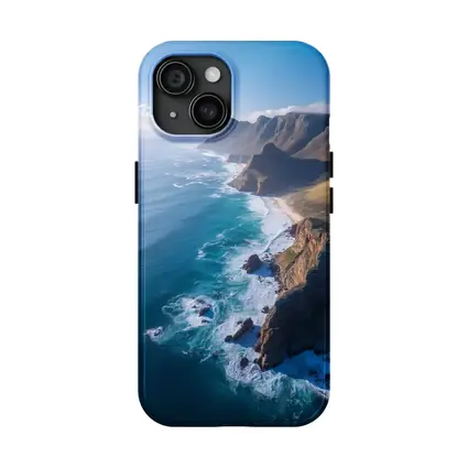 Aerial Coastal Cliffs Meeting Blue Ocean