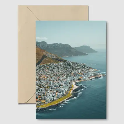 Cape Town Coastal Aerial View Mountains Ocean