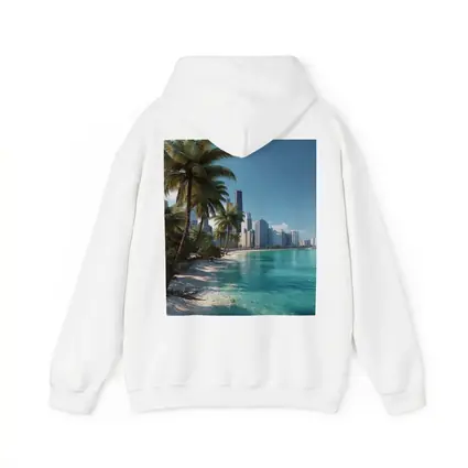 Tropical Beach Palm Trees City Skyline