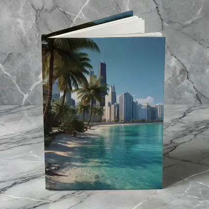 Tropical Beach Palm Trees City Skyline