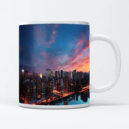 City Skyline at Dusk Over River