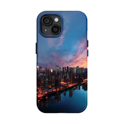 City Skyline at Dusk Over River