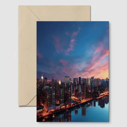 City Skyline at Dusk Over River