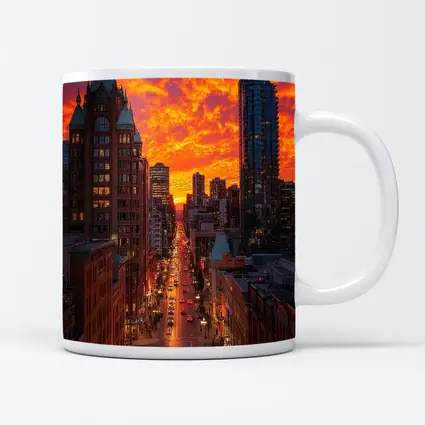 Vancouver City Street Fiery Sunset Sky
