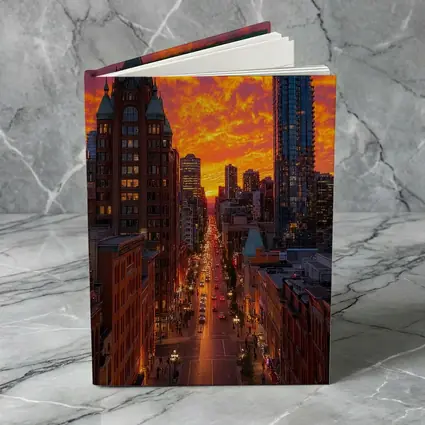 Vancouver City Street Fiery Sunset Sky