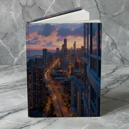 Chicago Skyline Sunset Aerial City View