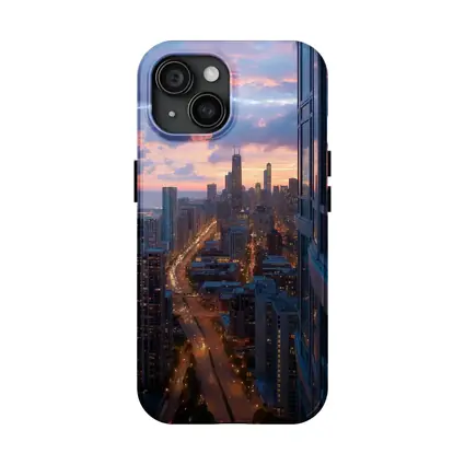 Chicago Skyline Sunset Aerial City View