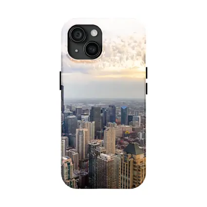 Chicago Skyline Aerial View Golden Sunset