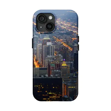 Chicago Skyline Aerial City Night View