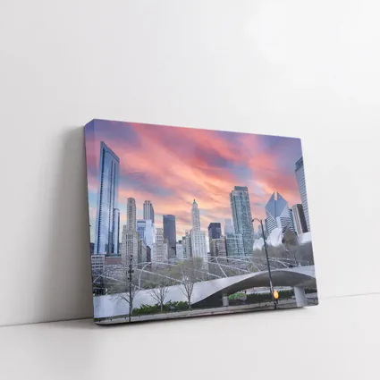 Chicago Skyline Millennium Park Sunset Sky