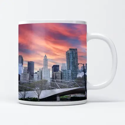 Chicago Skyline Millennium Park Sunset Sky