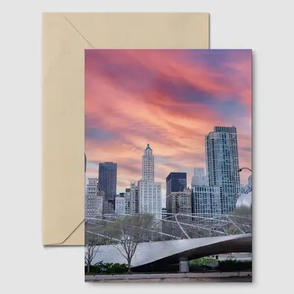 Chicago Skyline Millennium Park Sunset Sky