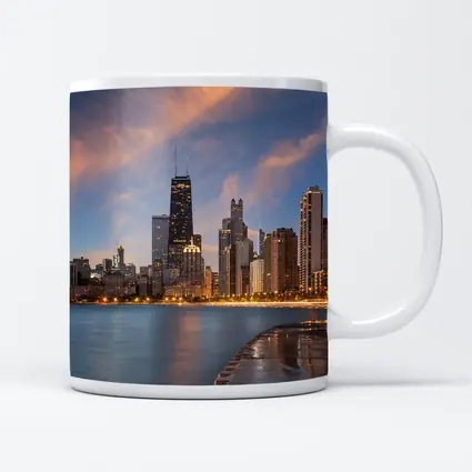 Chicago Skyline at Dusk Lake Shore
