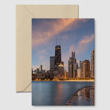 Chicago Skyline at Dusk Lake Shore
