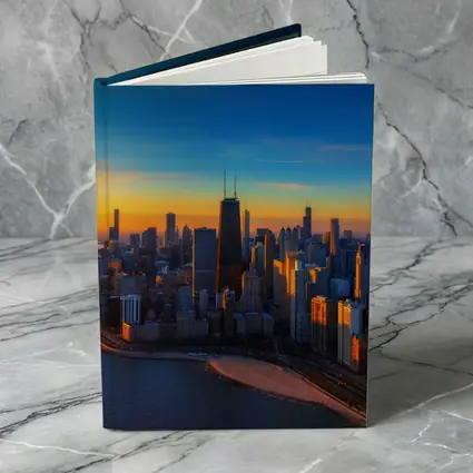 Chicago Skyline Aerial View Golden Sunset
