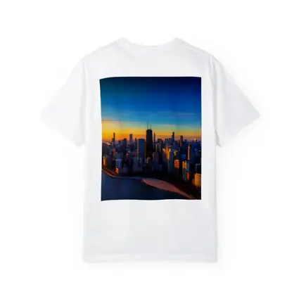 Chicago Skyline Aerial View Golden Sunset