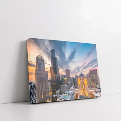 Chicago Skyline Willis Tower Sunset View