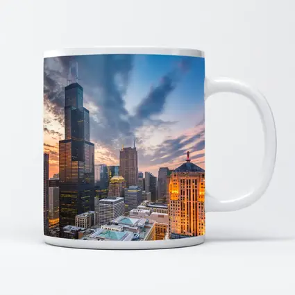 Chicago Skyline Willis Tower Sunset View