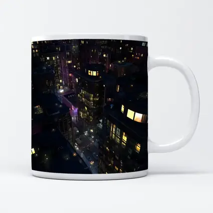 Dark City Night Aerial Urban Cityscape Art