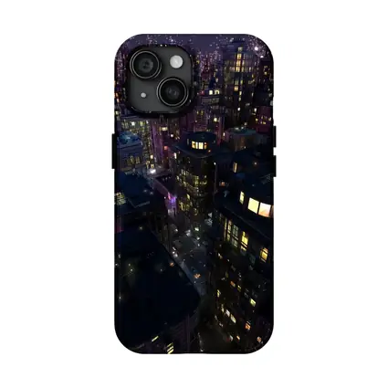 Dark City Night Aerial Urban Cityscape Art