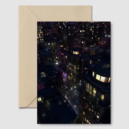 Dark City Night Aerial Urban Cityscape Art