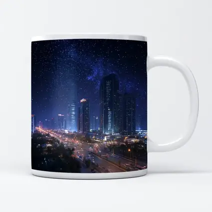 City Night Skyline Starry Sky View