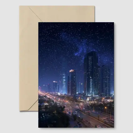 City Night Skyline Starry Sky View