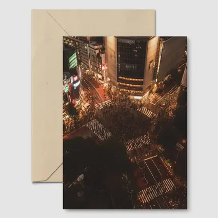 Shibuya Crossing Tokyo Aerial Night View