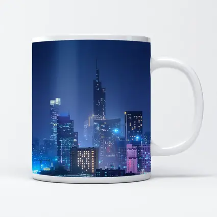 City Skyline Blue Night Lights Cityscape
