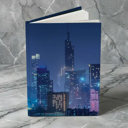 City Skyline Blue Night Lights Cityscape