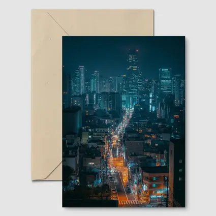 Seoul City Street Lights Night Cityscape