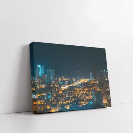 City At Night Glowing Urban Skyline View