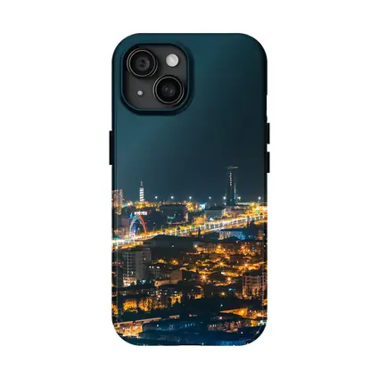 City At Night Glowing Urban Skyline View