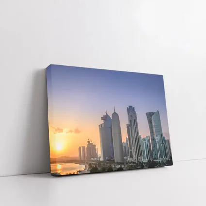 Doha Qatar Skyline at Golden Sunset