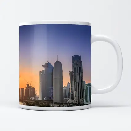 Doha Qatar Skyline at Golden Sunset