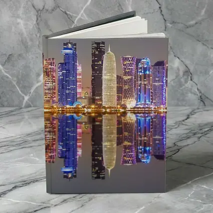 Doha Qatar Skyline Glowing Night Reflection
