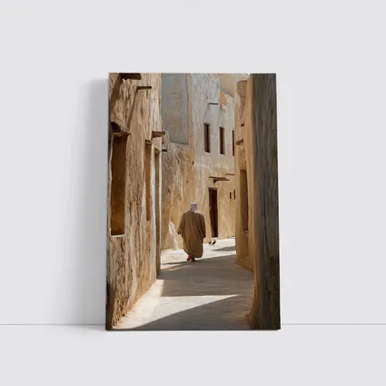 Man Walking Ancient Alley Middle East