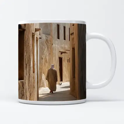 Man Walking Ancient Alley Middle East