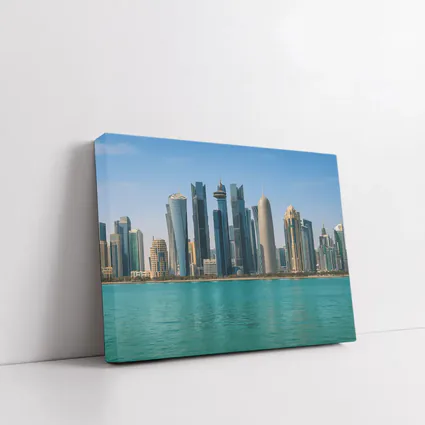 Doha Qatar Skyline Over Turquoise Water