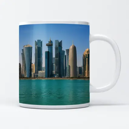 Doha Qatar Skyline Over Turquoise Water