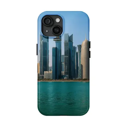 Doha Qatar Skyline Over Turquoise Water