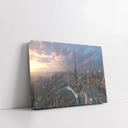 Burj Khalifa Dubai Skyline Aerial Sunset View
