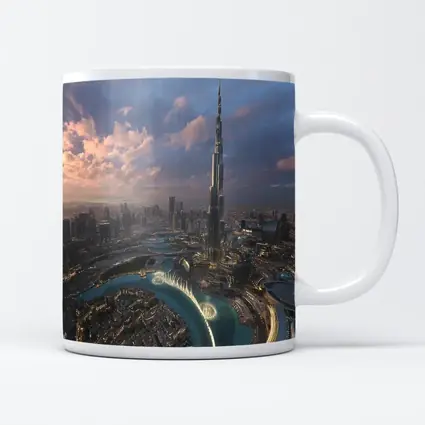 Burj Khalifa Dubai Skyline Aerial Sunset View