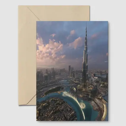 Burj Khalifa Dubai Skyline Aerial Sunset View