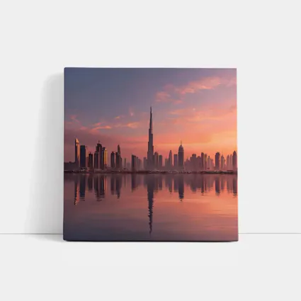 Dubai Skyline Burj Khalifa Sunset Reflection