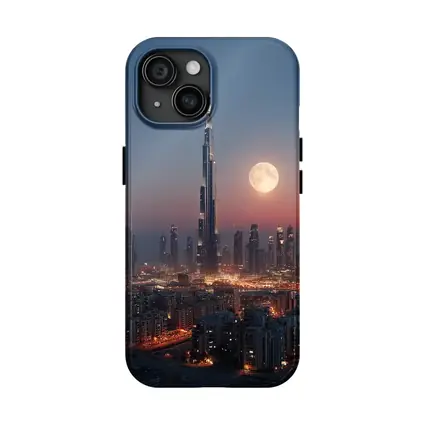 Burj Khalifa Dubai Skyline Full Moon Night