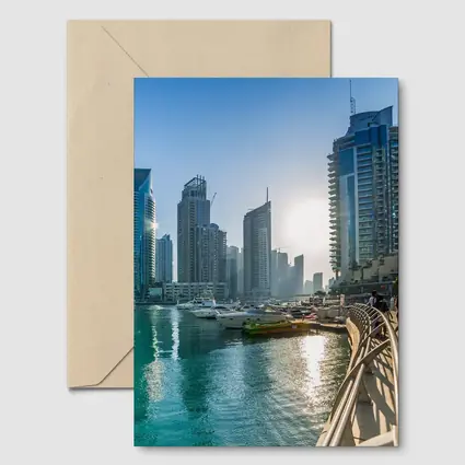 Dubai Marina Skyline Waterfront Sunny Day